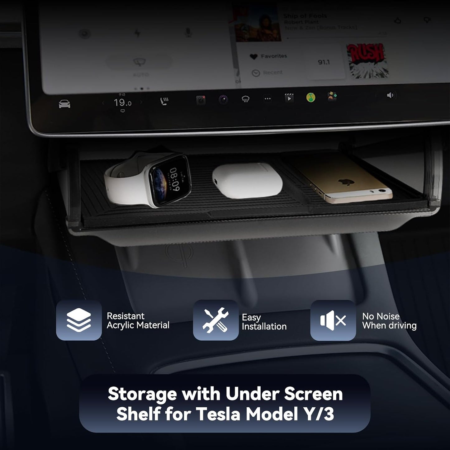 Transform Your Tesla with the Ultimate Under Screen Storage Box for Model Y (2020-2025) & Model 3 (2020-2023) - Sleek, Secure, and Stylish!
