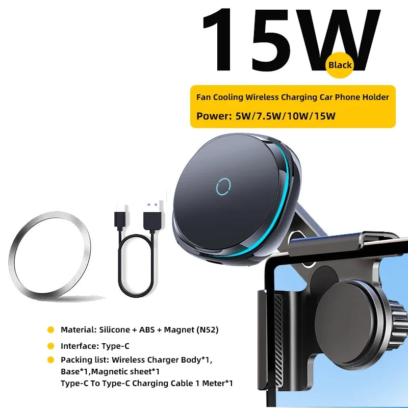 Revolutionary Magnetic Wireless Charger & Phone Mount for Tesla Model Y, Model 3 Highland, Cybertruck & BYD - Experience 15W Fast Charging on the Go!