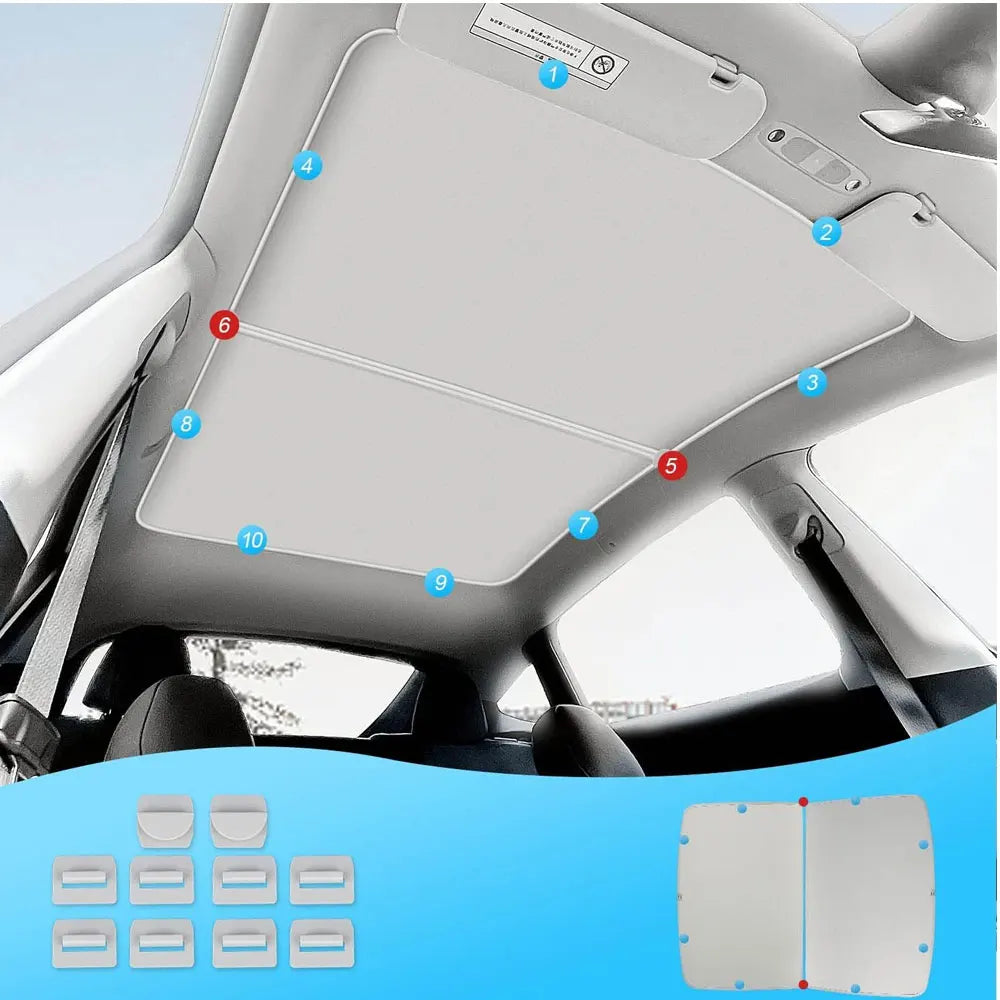 Sun Shades for Tesla Model 3 Highland Model Y 2017-2026 Ice Cloth Buckle Sun Pare Glass Front Rear Sunroof Skylight Accessory