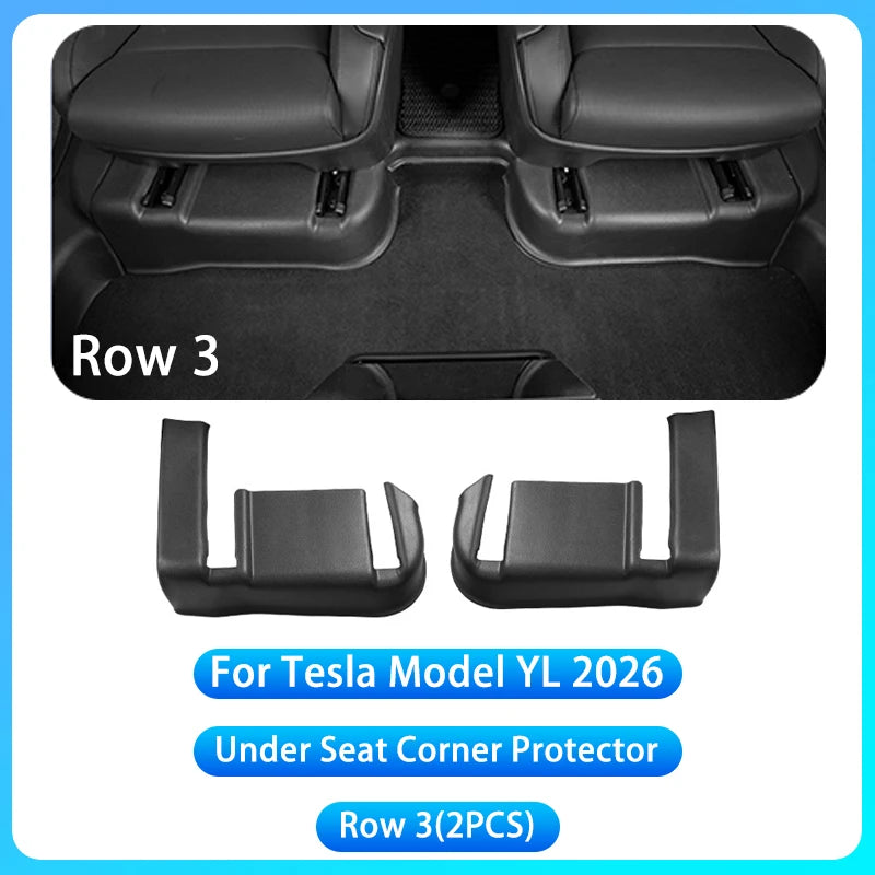 Tesla Model Y/YL Juniper 2026+ TPE Under Seat Corner Guard and Seat Slide Rails Protector Cover - Anti-Kick Interior Accessory