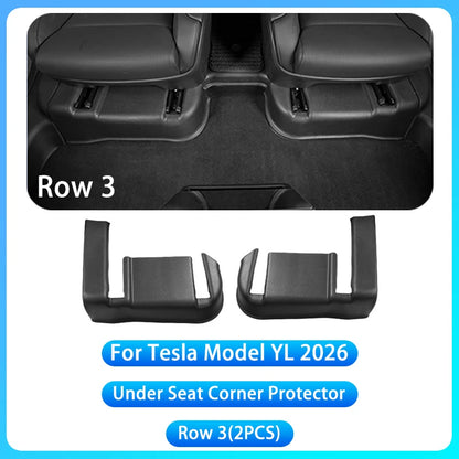 Tesla Model Y/YL Juniper 2026+ TPE Under Seat Corner Guard and Seat Slide Rails Protector Cover - Anti-Kick Interior Accessory