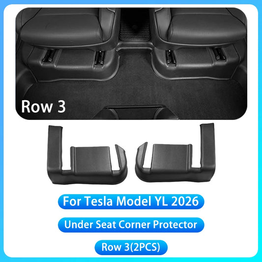 Tesla Model Y/YL Juniper 2026+ TPE Under Seat Corner Guard and Seat Slide Rails Protector Cover - Anti-Kick Interior Accessory