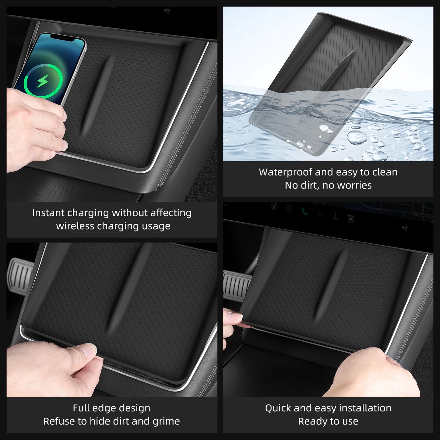 Upgrade Your Tesla Model Y with the 2025-2026 Wireless Charging Anti-Skid Pad - Non-Slip Protective Mat for Your Phone