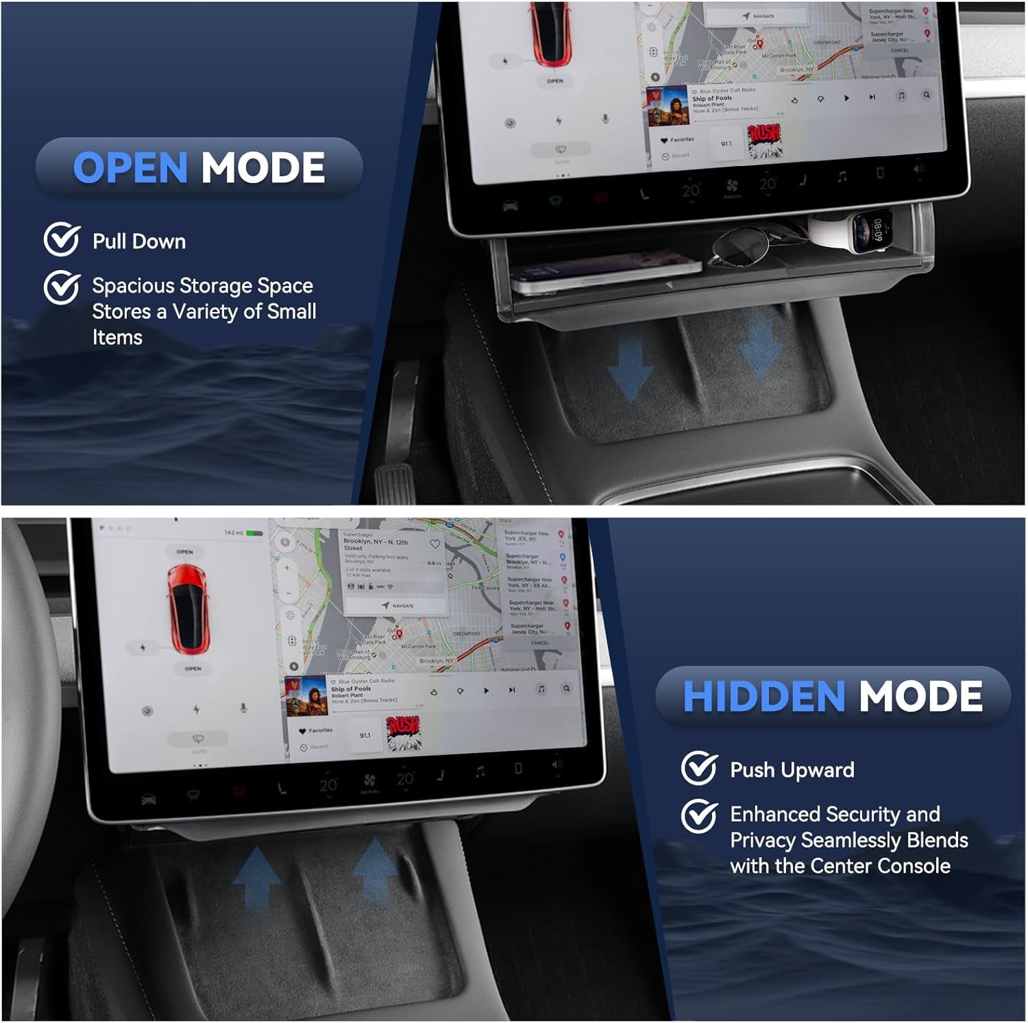 Transform Your Tesla with the Ultimate Under Screen Storage Box for Model Y (2020-2025) & Model 3 (2020-2023) - Sleek, Secure, and Stylish!