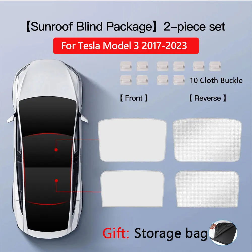 Sun Shades for Tesla Model 3 Highland Model Y 2017-2026 Ice Cloth Buckle Sun Pare Glass Front Rear Sunroof Skylight Accessory
