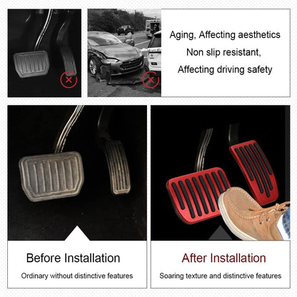 Premium Non-Slip Aluminum Foot Pedal Pad Set - Upgrade Your Car's Brake & Accelerator with Stylish Performance Covers!