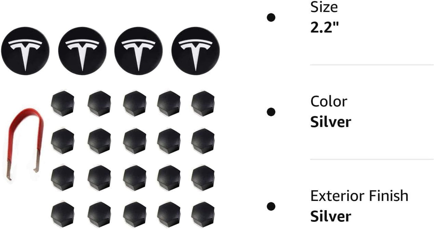Upgrade Your Tesla with Stylish Silver Matte Wheel Hub Caps - 4PCS Center Cover for Model 3, Y, S, and X