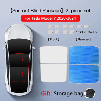 Sun Shades for Tesla Model 3 Highland Model Y 2017-2026 Ice Cloth Buckle Sun Pare Glass Front Rear Sunroof Skylight Accessory