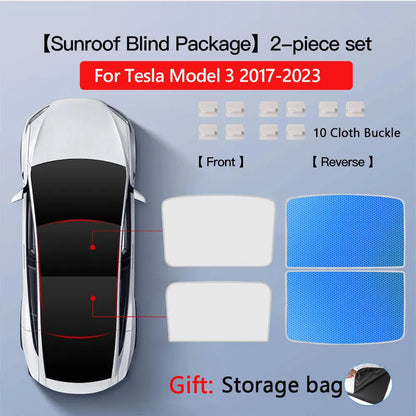 Sun Shades for Tesla Model 3 Highland Model Y 2017-2026 Ice Cloth Buckle Sun Pare Glass Front Rear Sunroof Skylight Accessory