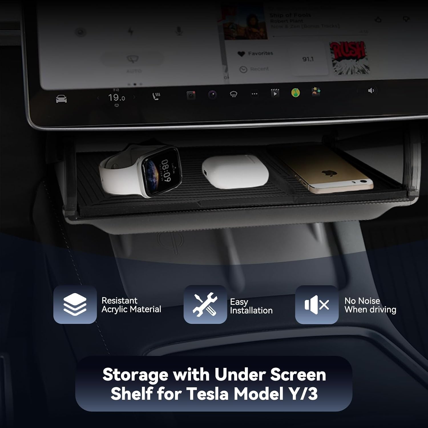 Transform Your Tesla with the Ultimate Under Screen Storage Box for Model Y (2020-2025) & Model 3 (2020-2023) - Sleek, Secure, and Stylish!