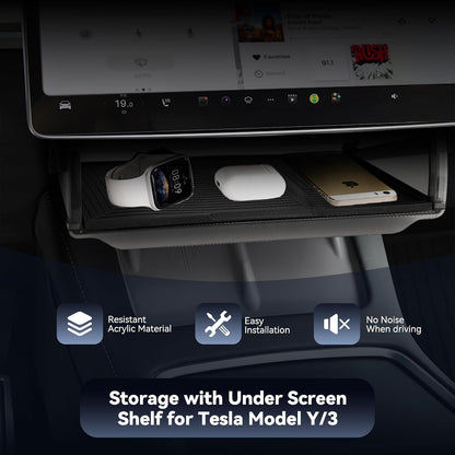 Transform Your Tesla with the Ultimate Under Screen Storage Box for Model Y (2020-2025) & Model 3 (2020-2023) - Sleek, Secure, and Stylish!