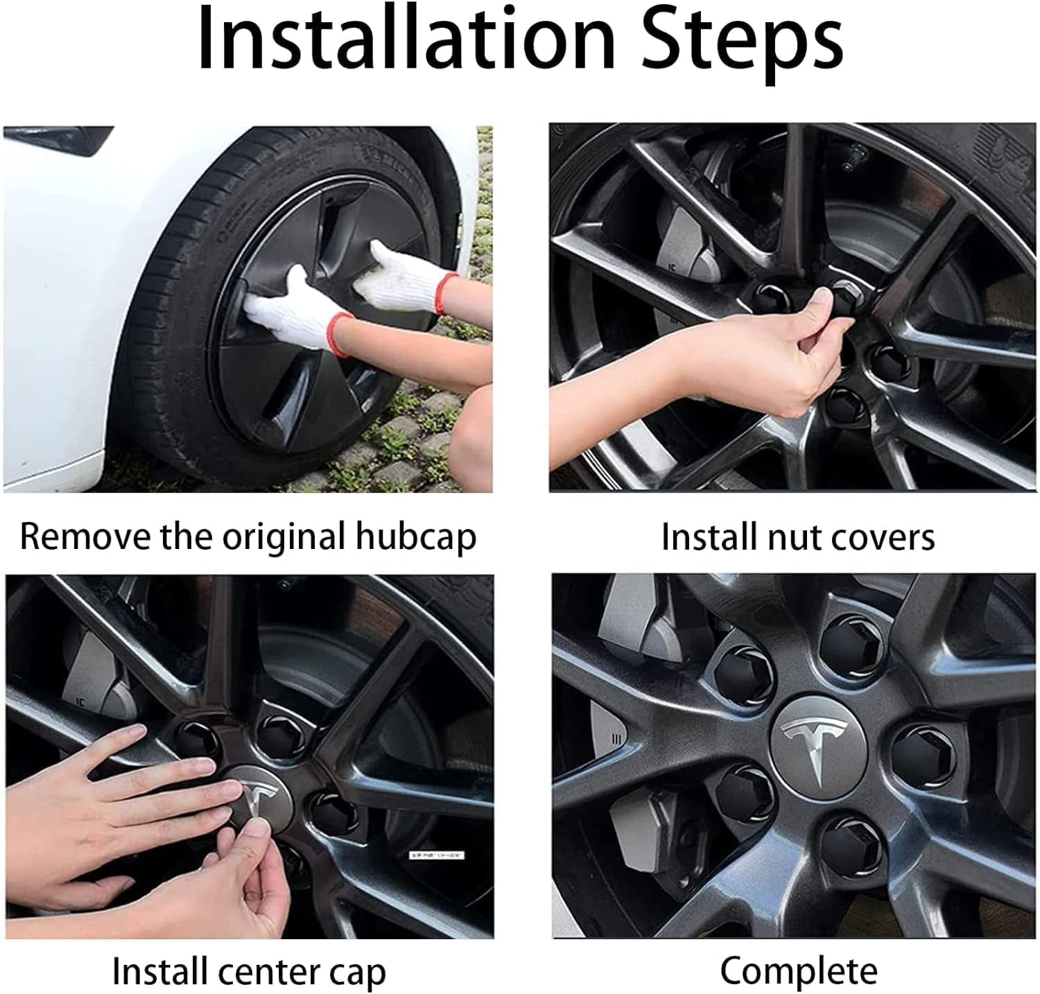 Upgrade Your Tesla with Stylish Silver Matte Wheel Hub Caps - 4PCS Center Cover for Model 3, Y, S, and X
