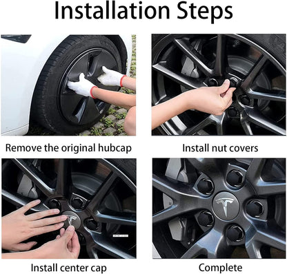 Upgrade Your Tesla with Stylish Silver Matte Wheel Hub Caps - 4PCS Center Cover for Model 3, Y, S, and X