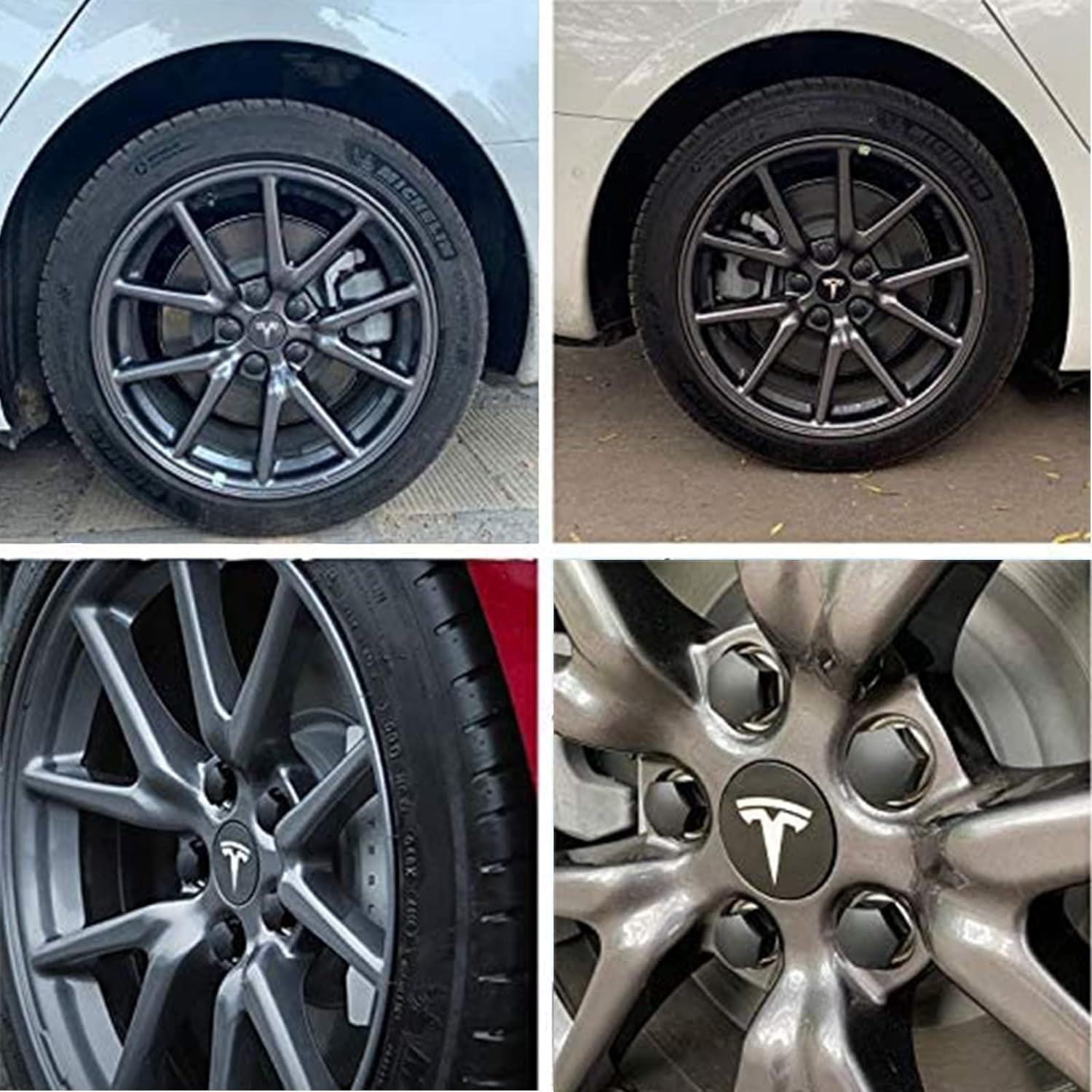 Upgrade Your Tesla with Stylish Silver Matte Wheel Hub Caps - 4PCS Center Cover for Model 3, Y, S, and X