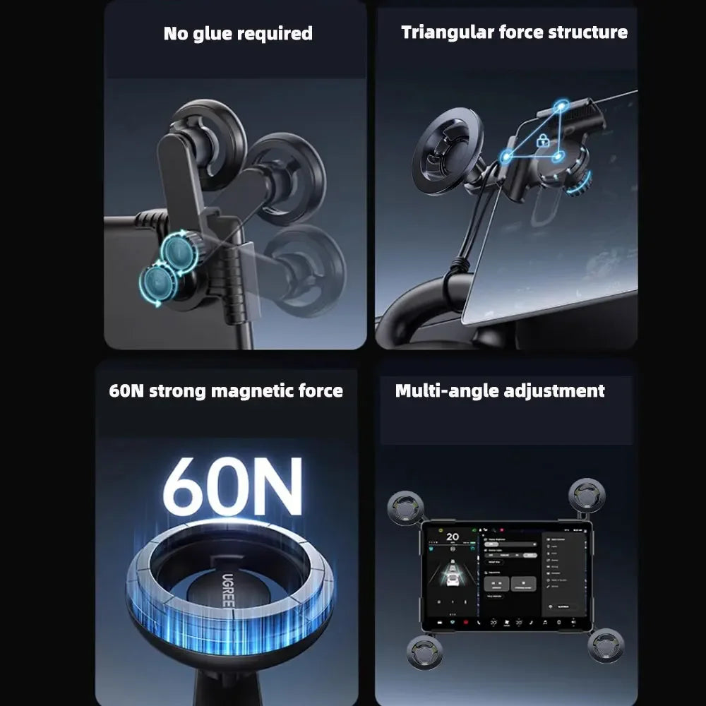 Revolutionary Magnetic Wireless Charger & Phone Mount for Tesla Model Y, Model 3 Highland, Cybertruck & BYD - Experience 15W Fast Charging on the Go!