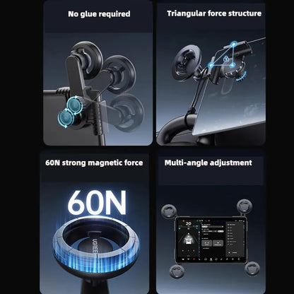 Revolutionary Magnetic Wireless Charger & Phone Mount for Tesla Model Y, Model 3 Highland, Cybertruck & BYD - Experience 15W Fast Charging on the Go!