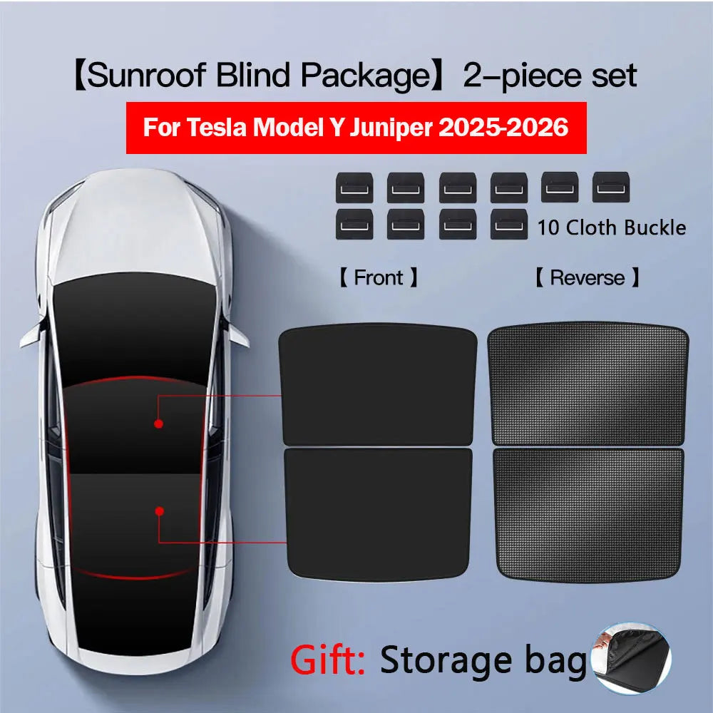 Sun Shades for Tesla Model 3 Highland Model Y 2017-2026 Ice Cloth Buckle Sun Pare Glass Front Rear Sunroof Skylight Accessory