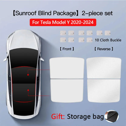 Sun Shades for Tesla Model 3 Highland Model Y 2017-2026 Ice Cloth Buckle Sun Pare Glass Front Rear Sunroof Skylight Accessory