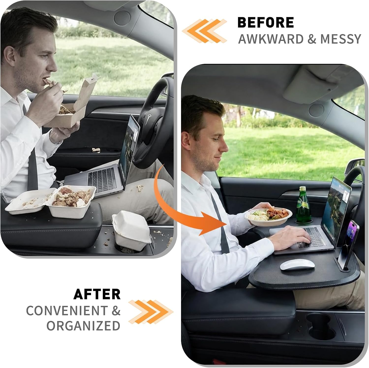 Transform Your Tesla Experience with the Ultimate Foldable Food Tray Desk - Perfect for Model Y & Model 3!