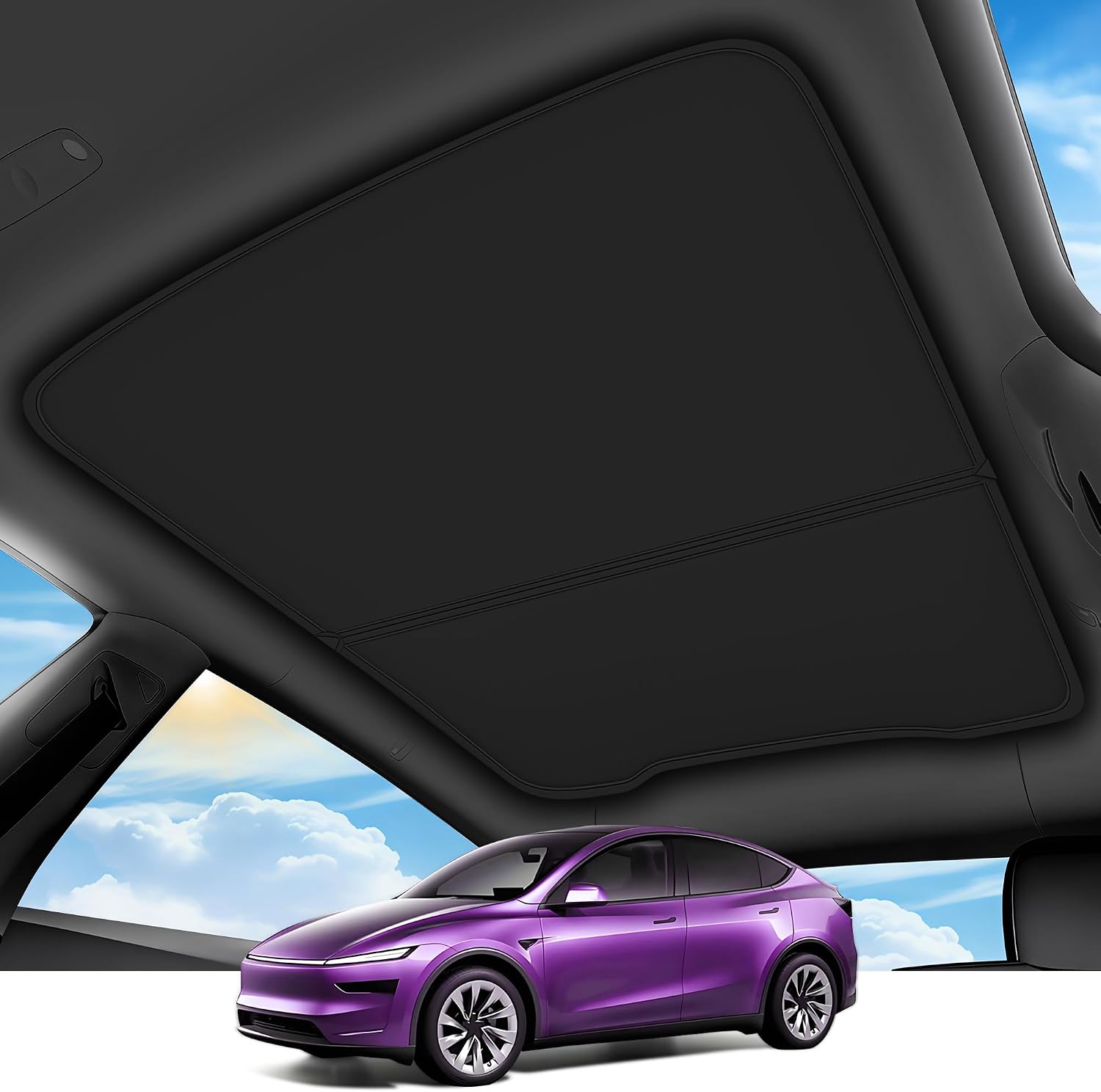 Elevate Your Comfort with the 2026 Upgrade Sunshade Roof for Tesla Model Y Juniper - No-Gap, Heat Insulation & Stylish Black Design!