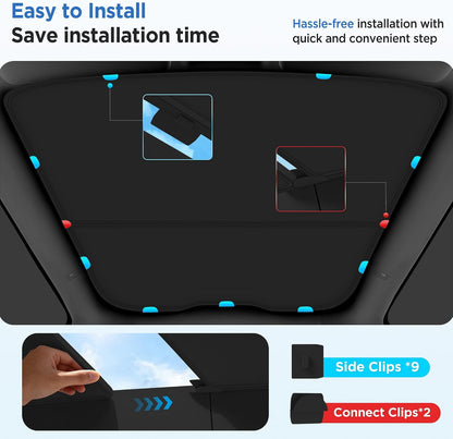 Elevate Your Comfort with the 2026 Upgrade Sunshade Roof for Tesla Model Y Juniper - No-Gap, Heat Insulation & Stylish Black Design!