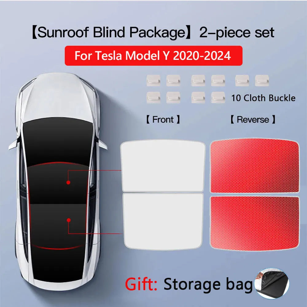Sun Shades for Tesla Model 3 Highland Model Y 2017-2026 Ice Cloth Buckle Sun Pare Glass Front Rear Sunroof Skylight Accessory