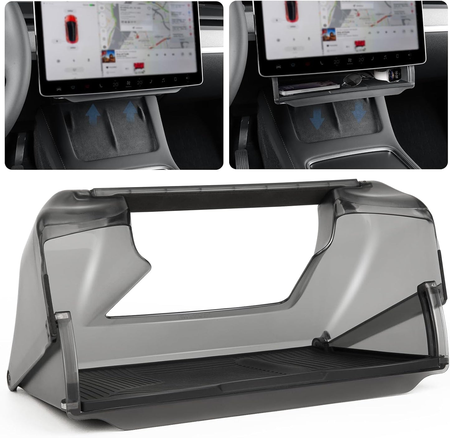 Transform Your Tesla with the Ultimate Under Screen Storage Box for Model Y (2020-2025) & Model 3 (2020-2023) - Sleek, Secure, and Stylish!
