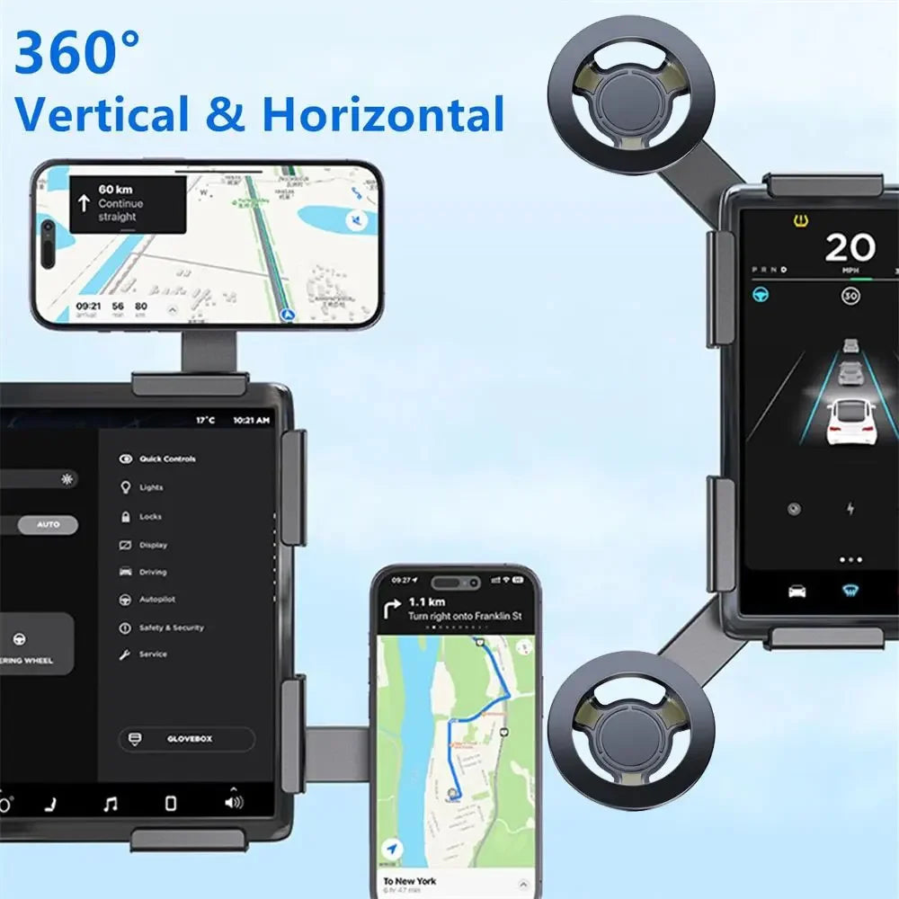 Revolutionary Magnetic Wireless Charger & Phone Mount for Tesla Model Y, Model 3 Highland, Cybertruck & BYD - Experience 15W Fast Charging on the Go!