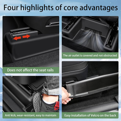 Tesla Model Y/YL Juniper 2026+ TPE Under Seat Corner Guard and Seat Slide Rails Protector Cover - Anti-Kick Interior Accessory