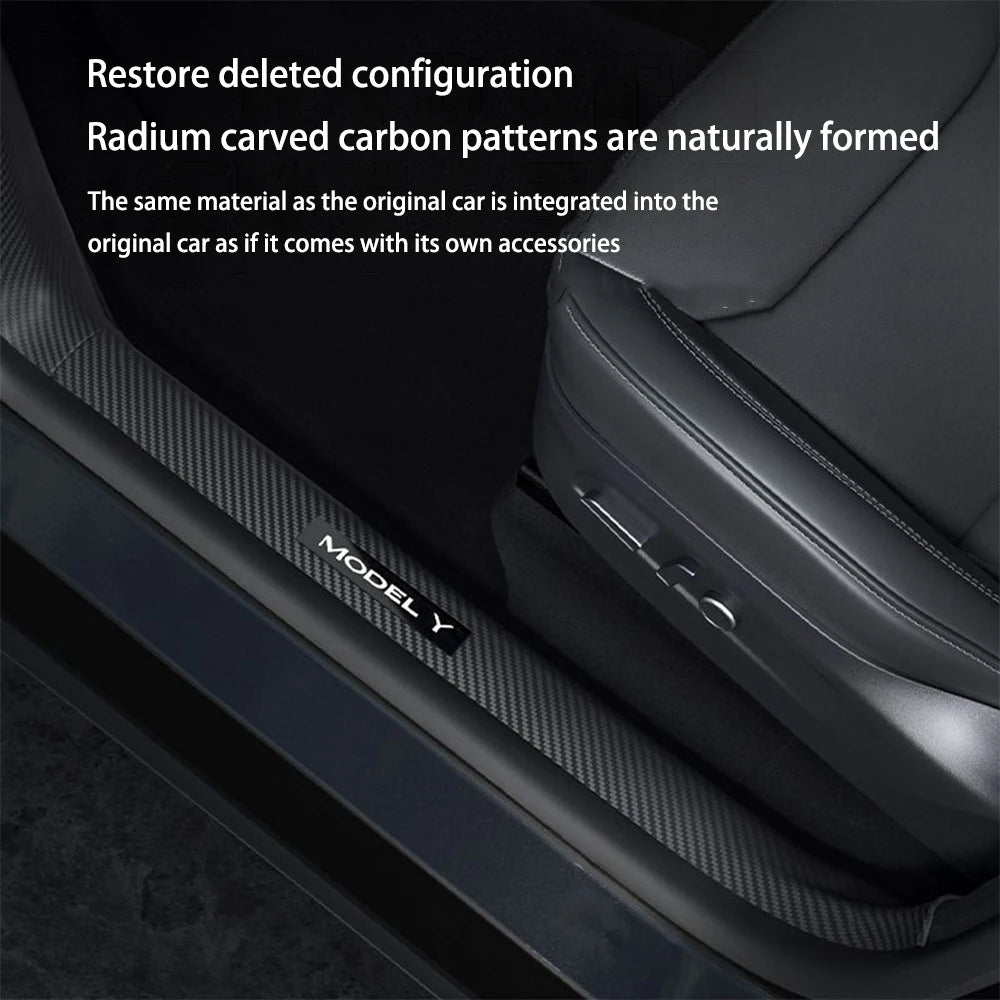 For Tesla Model Y / YL Juniper 2025-2026 ABS Front Rear Door Sill Protector Threshold Strip Anti-Kick Guard Panel Waterproof Pad