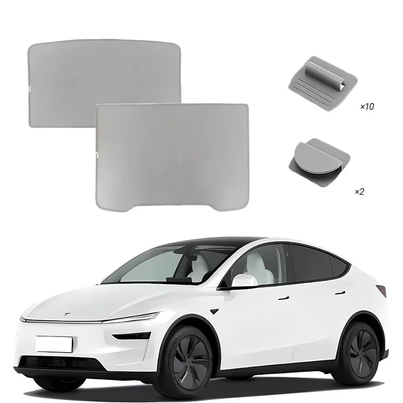 Tesla Model Y Sunshade Set (2 Pieces) - Non-Collapsible Seamless Heat-Insulating Roof Sunshade, Foldable Car Interior Accessory, Compatible with 2025-2026 Model Y Junipe