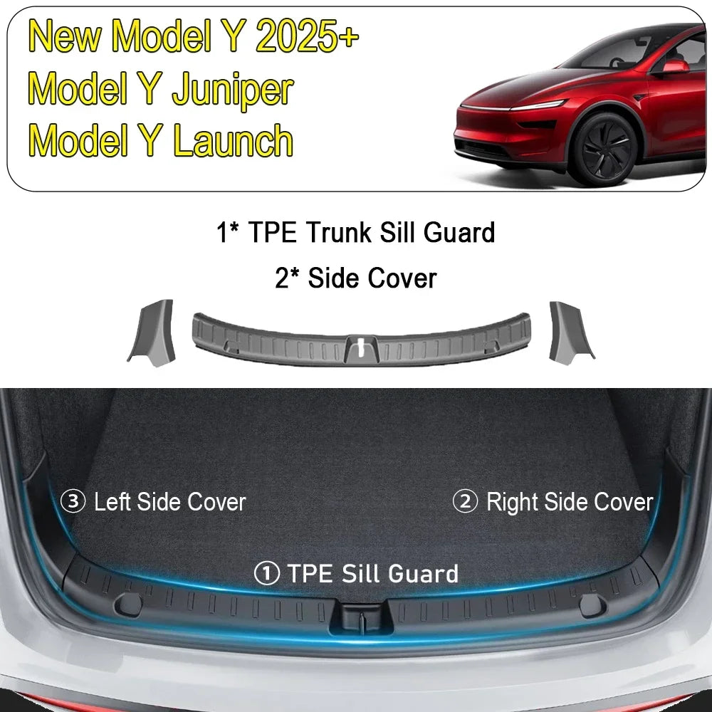 Tesla Model Y Juniper 2025-2026 Trunk Threshold Strip Mats Sill Guard Rear Cargo Scratch Protector Interior Accessory
