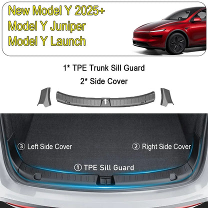 Tesla Model Y Juniper 2025-2026 Trunk Threshold Strip Mats Sill Guard Rear Cargo Scratch Protector Interior Accessory