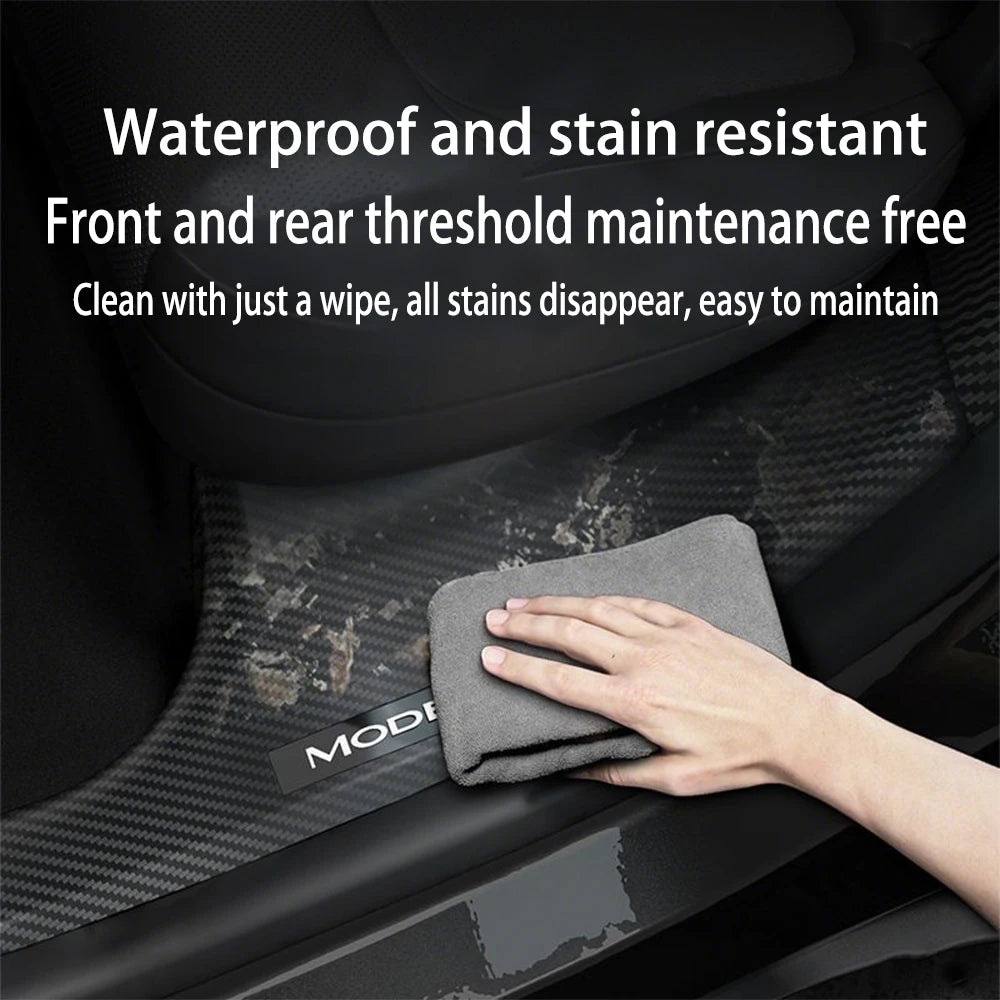For Tesla Model Y / YL Juniper 2025-2026 ABS Front Rear Door Sill Protector Threshold Strip Anti-Kick Guard Panel Waterproof Pad