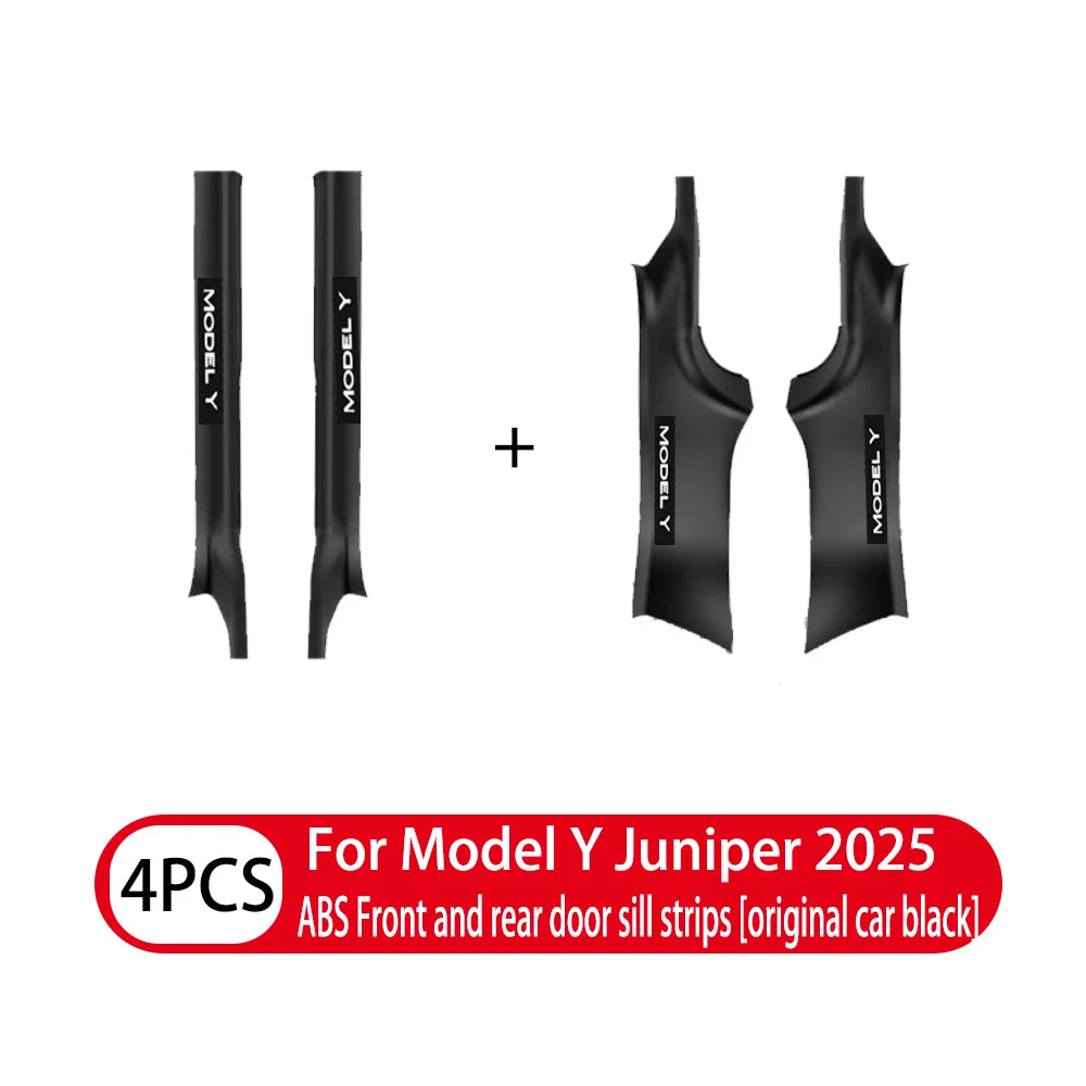For Tesla Model Y / YL Juniper 2025-2026 ABS Front Rear Door Sill Protector Threshold Strip Anti-Kick Guard Panel Waterproof Pad