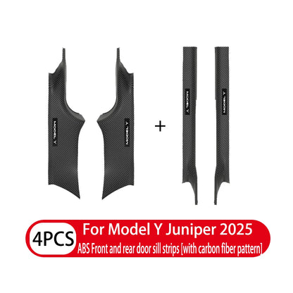 For Tesla Model Y / YL Juniper 2025-2026 ABS Front Rear Door Sill Protector Threshold Strip Anti-Kick Guard Panel Waterproof Pad