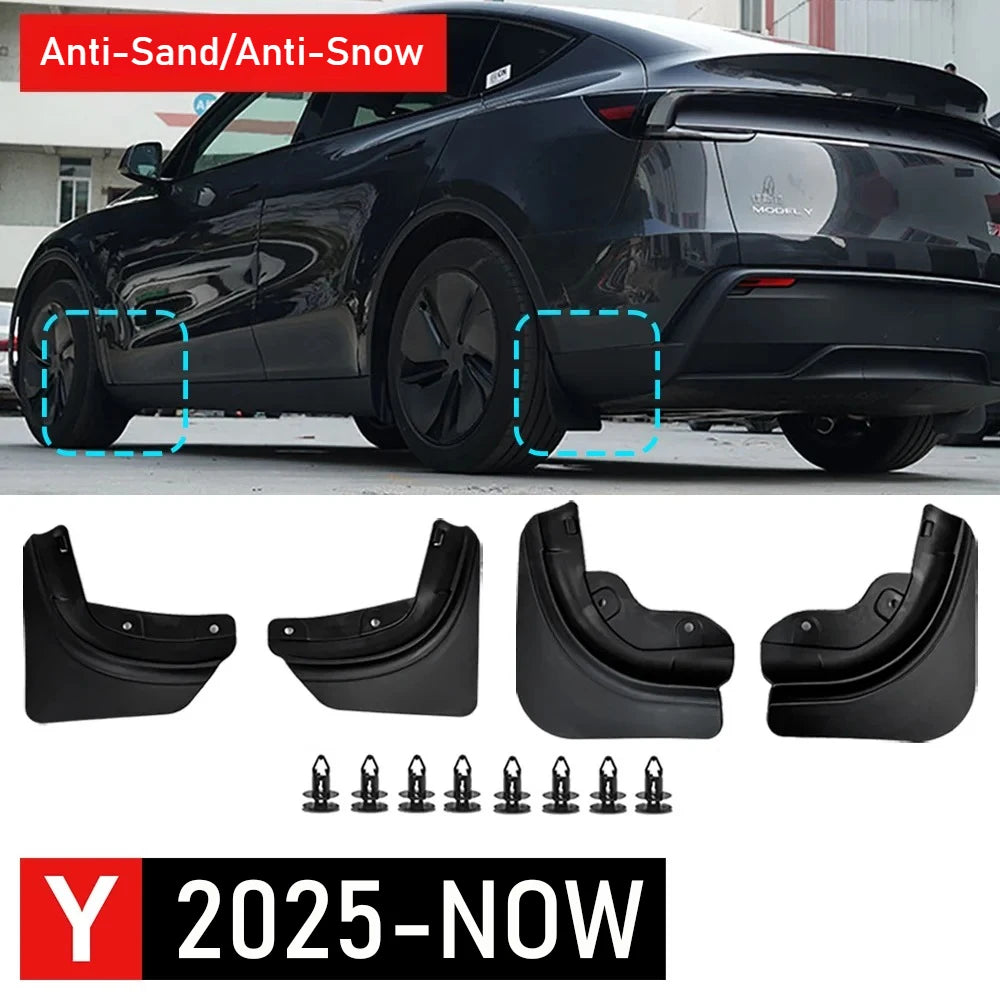 Mud Flaps for Tesla Model 3 and Y (2025-2026) - All-Weather Tire Splash Guards and Paint Protection Accessories