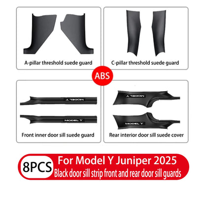 For Tesla Model Y / YL Juniper 2025-2026 ABS Front Rear Door Sill Protector Threshold Strip Anti-Kick Guard Panel Waterproof Pad