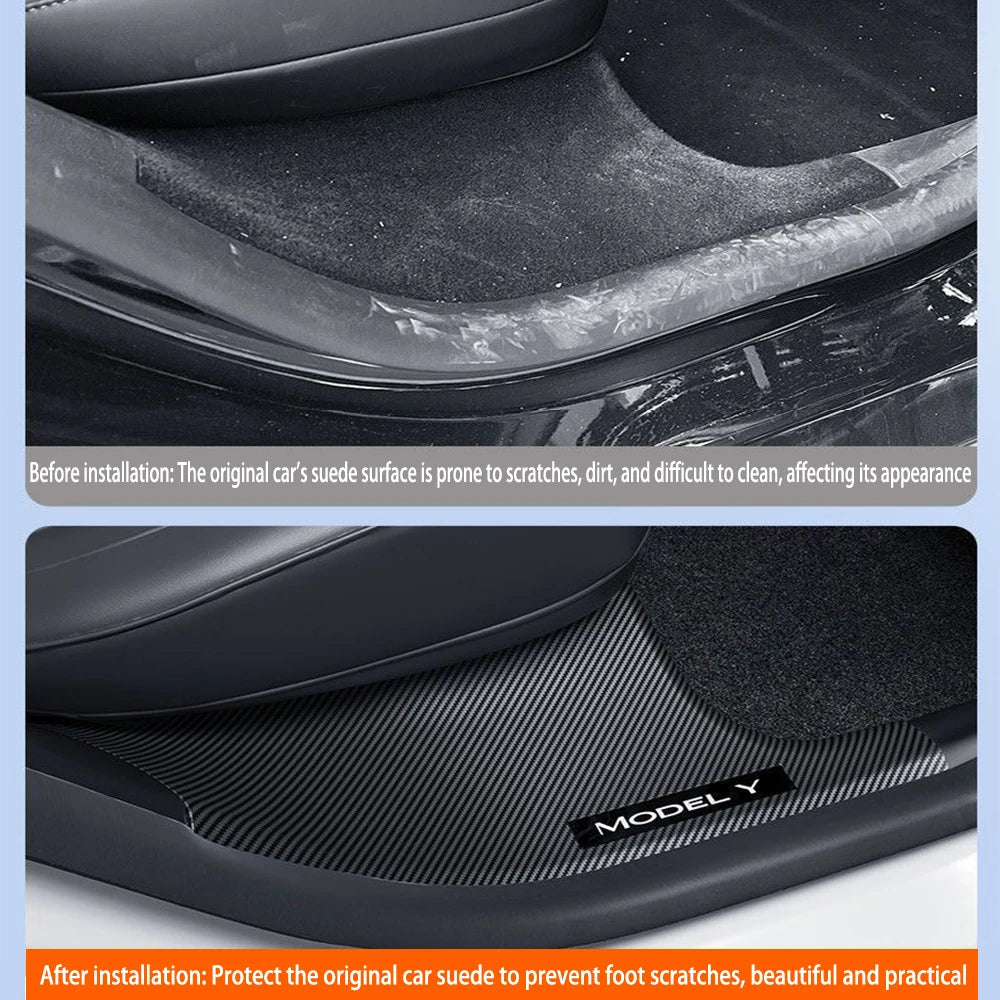 For Tesla Model Y / YL Juniper 2025-2026 ABS Front Rear Door Sill Protector Threshold Strip Anti-Kick Guard Panel Waterproof Pad