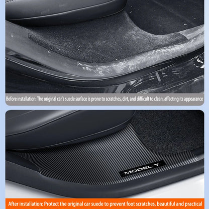 For Tesla Model Y / YL Juniper 2025-2026 ABS Front Rear Door Sill Protector Threshold Strip Anti-Kick Guard Panel Waterproof Pad