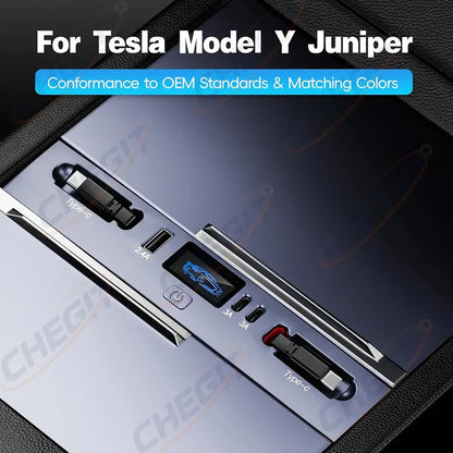 Fast Charging USB Hub Expansion Dock for Tesla Model Y & Model 3 - 65W/45W Power for 2025 & 2024 Models