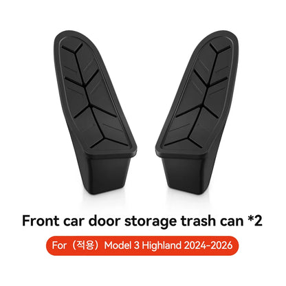 for Tesla Model 3 Y Juniper Highland Side Door Trash Can Garbage Can Trash Bin with Cover, Storage Box Organizer Accessories
