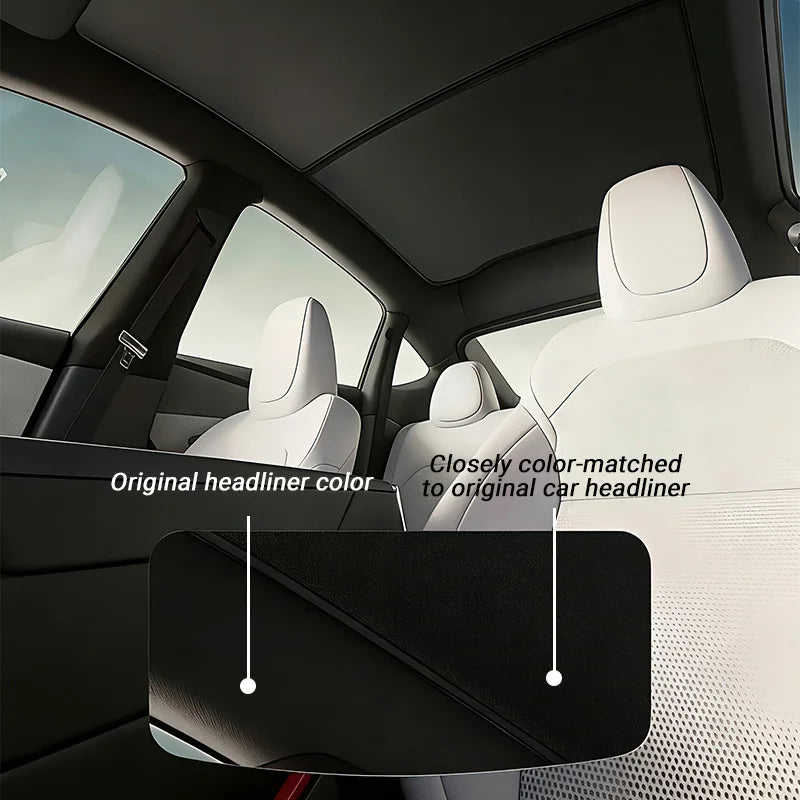 Tesla Model Y Sunshade Set (2 Pieces) - Non-Collapsible Seamless Heat-Insulating Roof Sunshade, Foldable Car Interior Accessory, Compatible with 2025-2026 Model Y Junipe
