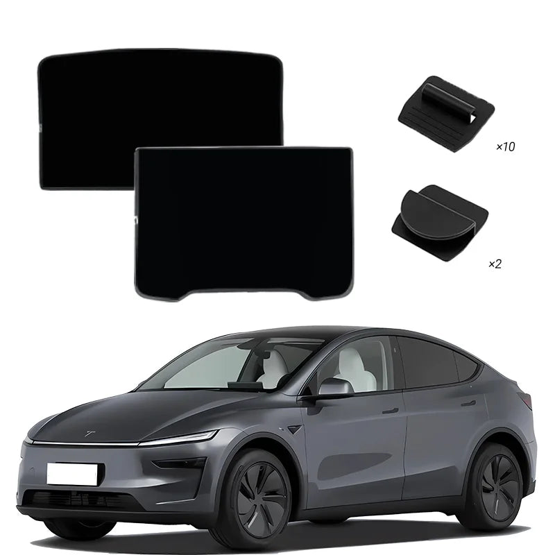 Tesla Model Y Sunshade Set (2 Pieces) - Non-Collapsible Seamless Heat-Insulating Roof Sunshade, Foldable Car Interior Accessory, Compatible with 2025-2026 Model Y Junipe