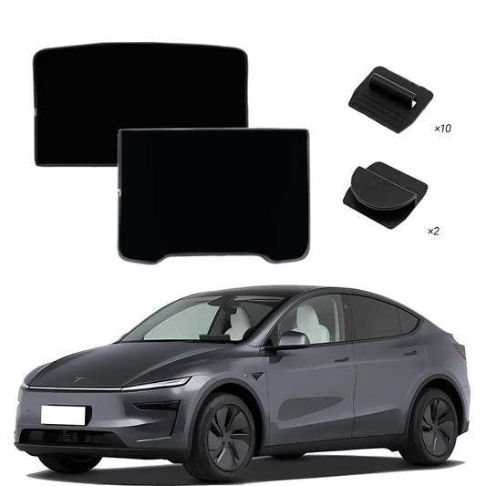 Tesla Model Y Sunshade Set (2 Pieces) - Non-Collapsible Seamless Heat-Insulating Roof Sunshade, Foldable Car Interior Accessory, Compatible with 2025-2026 Model Y Junipe