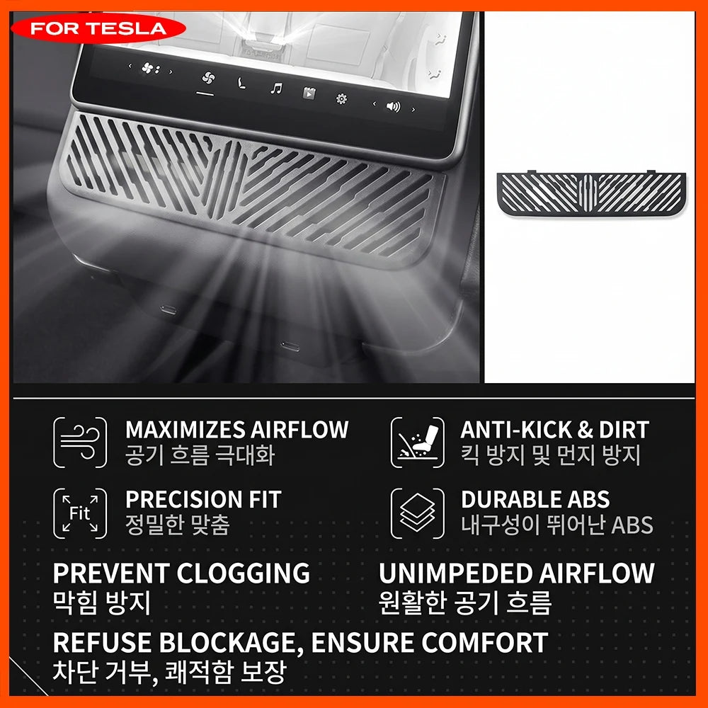 Air Outlet Protection Shield for Tesla Model Y and YL Juniper 3 Highland 2026 Long Wheelbase Rear AC Vent Screen under Grille