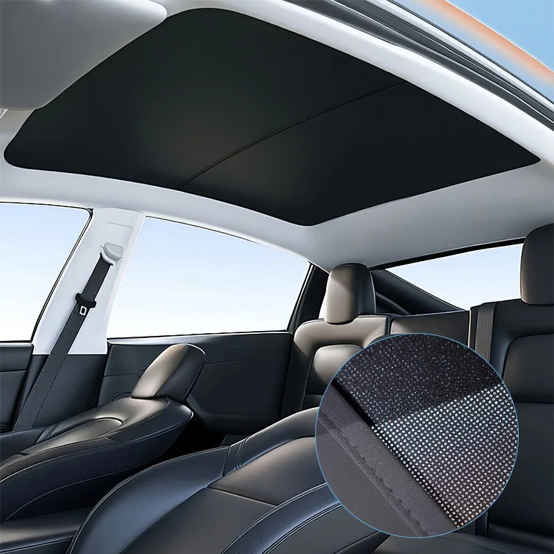 Tesla Model Y Sunshade Set (2 Pieces) - Non-Collapsible Seamless Heat-Insulating Roof Sunshade, Foldable Car Interior Accessory, Compatible with 2025-2026 Model Y Junipe