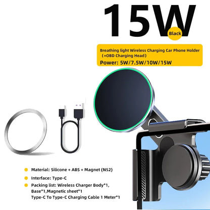Revolutionary Magnetic Wireless Charger & Phone Mount for Tesla Model Y, Model 3 Highland, Cybertruck & BYD - Experience 15W Fast Charging on the Go!