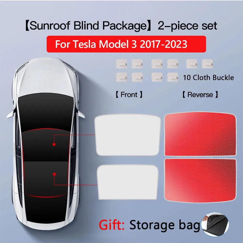 Sun Shades for Tesla Model 3 Highland Model Y 2017-2026 Ice Cloth Buckle Sun Pare Glass Front Rear Sunroof Skylight Accessory