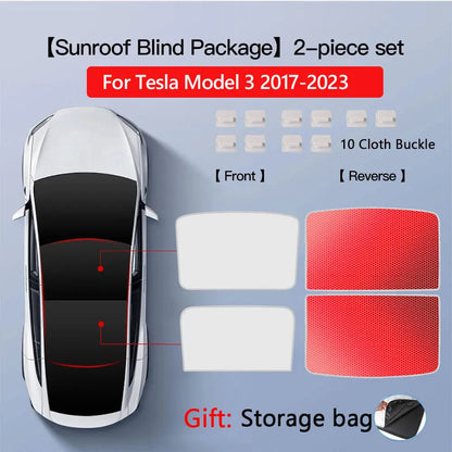 Sun Shades for Tesla Model 3 Highland Model Y 2017-2026 Ice Cloth Buckle Sun Pare Glass Front Rear Sunroof Skylight Accessory